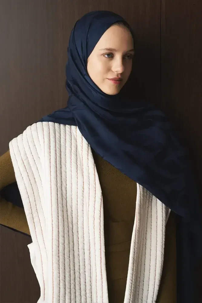 Naiya Jakar Şal Wave Desen - Lacivert - 4