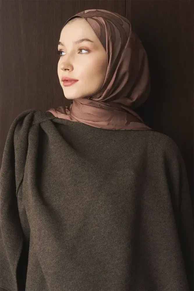 Naiya Jakar Şal Wave Desen - Mocha - MADAME POLO