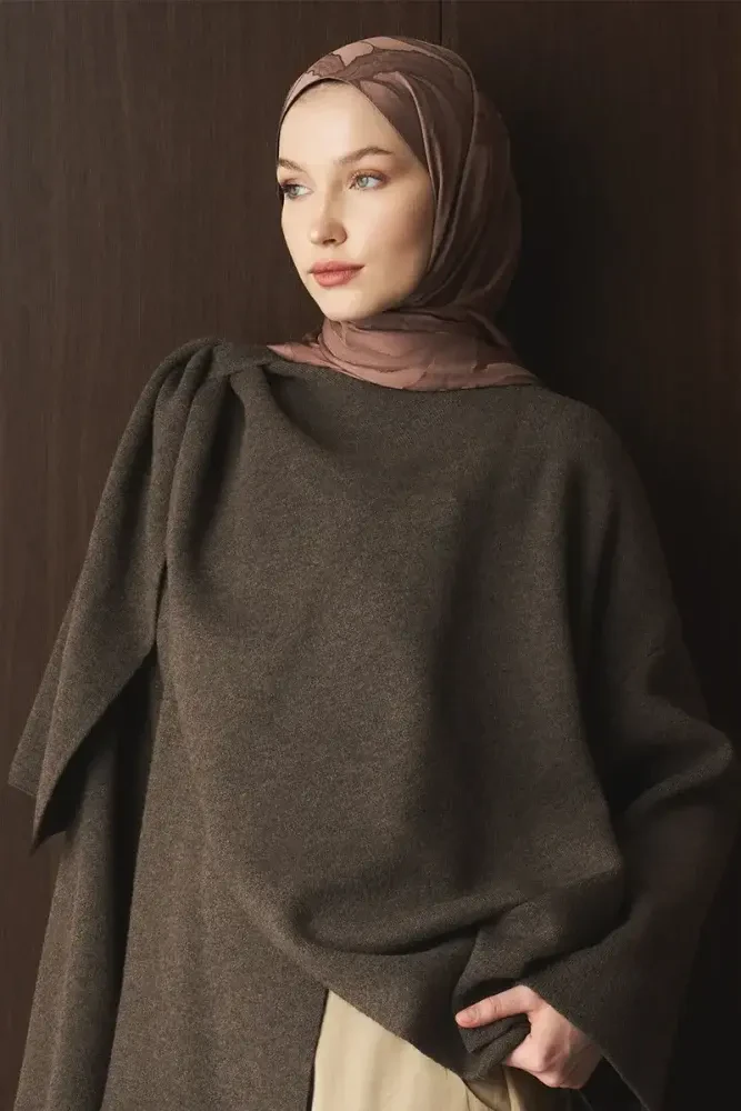 Naiya Jakar Şal Wave Desen - Mocha - MADAME POLO