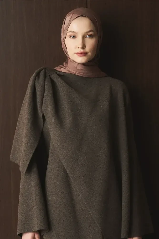 Naiya Jakar Şal Wave Desen - Mocha - MADAME POLO