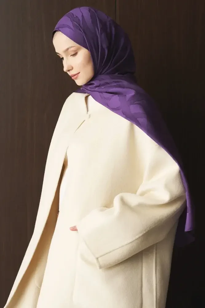 Naiya Jakar Şal Wave Desen - Mor - MADAME POLO