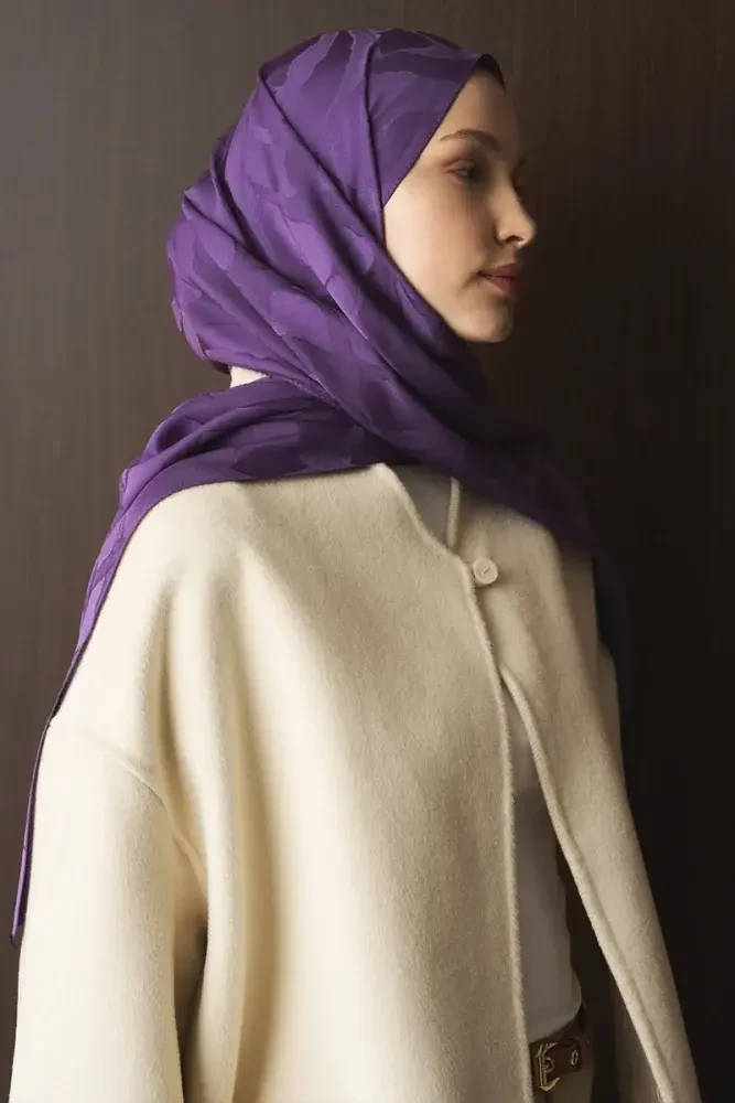 Naiya Jakar Şal Wave Desen - Mor - 4