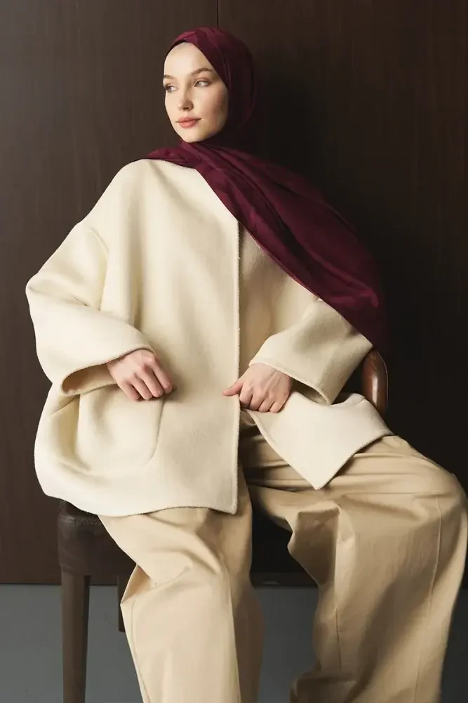 Naiya Jakar Şal Wave Desen - Mürdüm - MADAME POLO