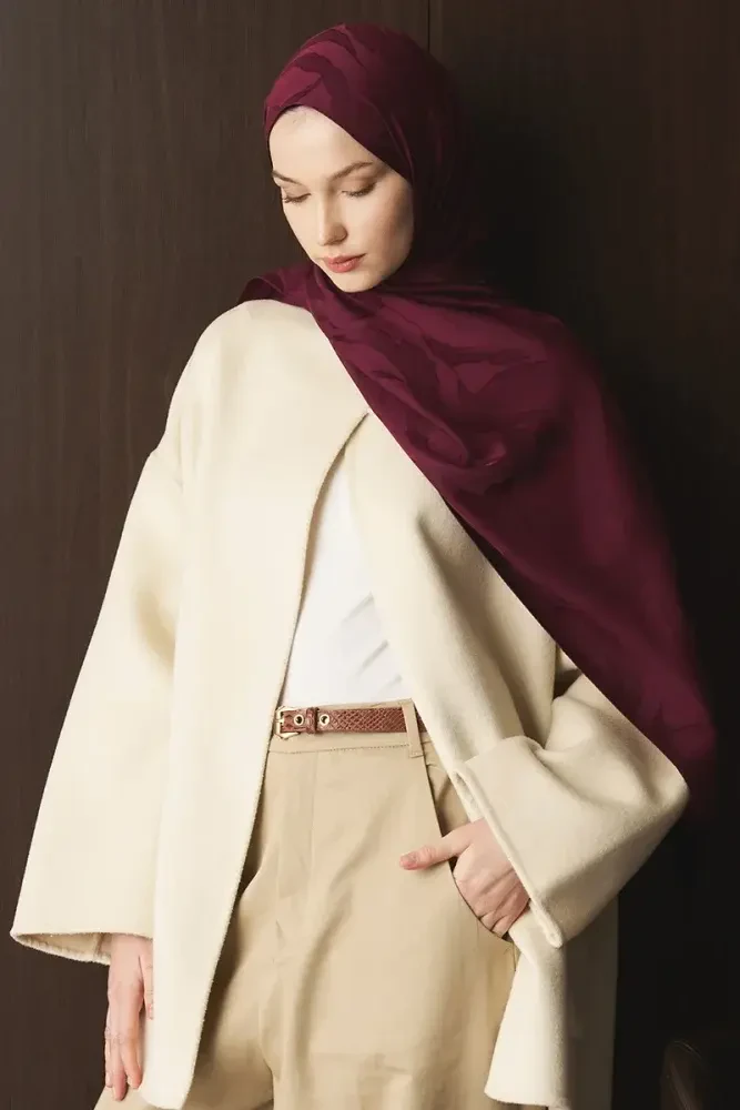 Naiya Jakar Şal Wave Desen - Mürdüm - 4