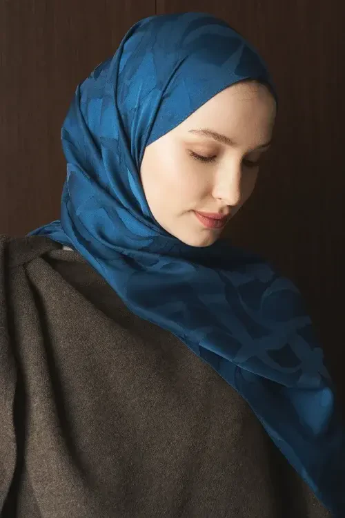 Naiya Jakar Şal Wave Desen - Petrol 