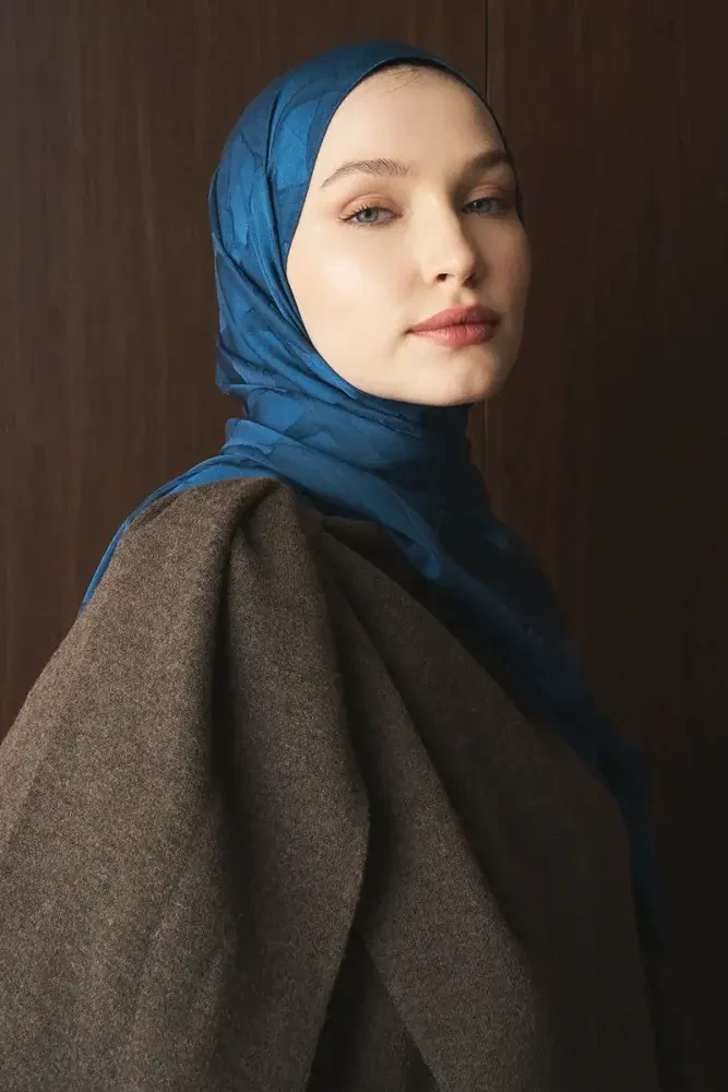 Naiya Jakar Şal Wave Desen - Petrol - 4