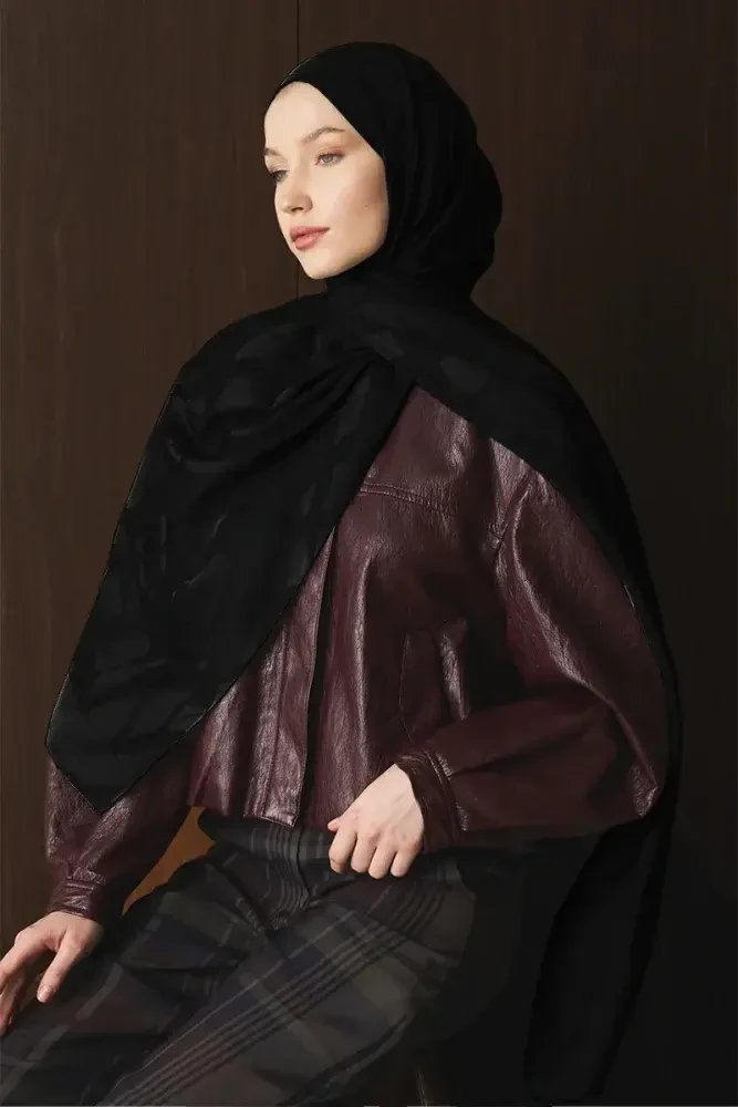 Naiya Jakar Şal Wave Desen - Siyah - 1