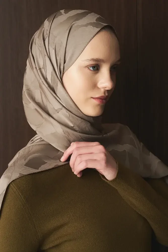 Naiya Jakar Şal Wave Desen - Vizon - 4