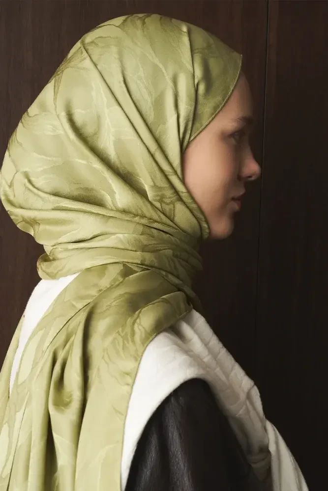 Naiya Jakar Şal Wave Desen - Yağ Yeşili - 5