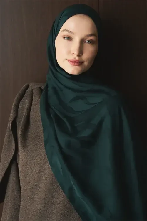 Naiya Jakar Şal Wave Desen - Zümrüt Yeşili 