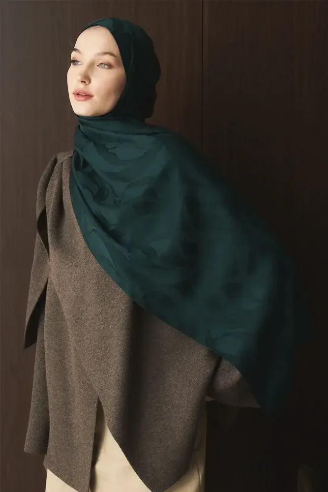 Naiya Jakar Şal Wave Desen - Zümrüt Yeşili - 2