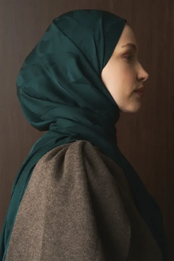 Naiya Jakar Şal Wave Desen - Zümrüt Yeşili - 4