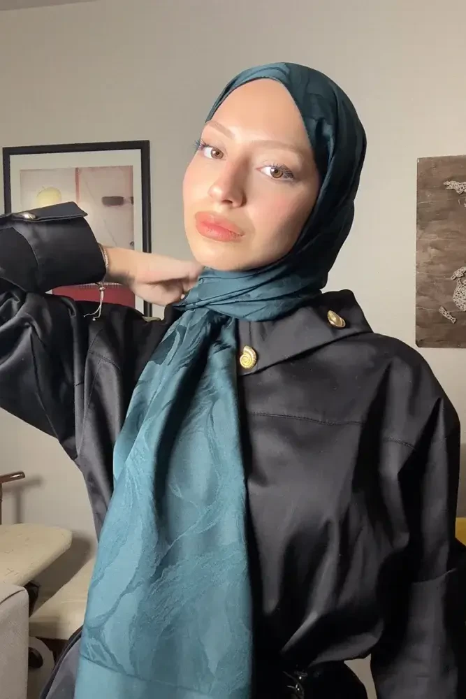 Naiya Jakar Şal Wave Desen - Zümrüt Yeşili - MADAME POLO