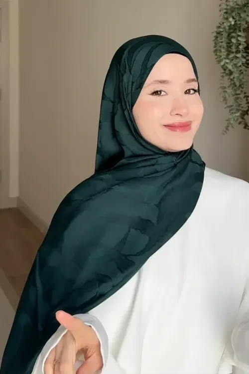 Naiya Jakar Şal Wave Desen - Zümrüt Yeşili 