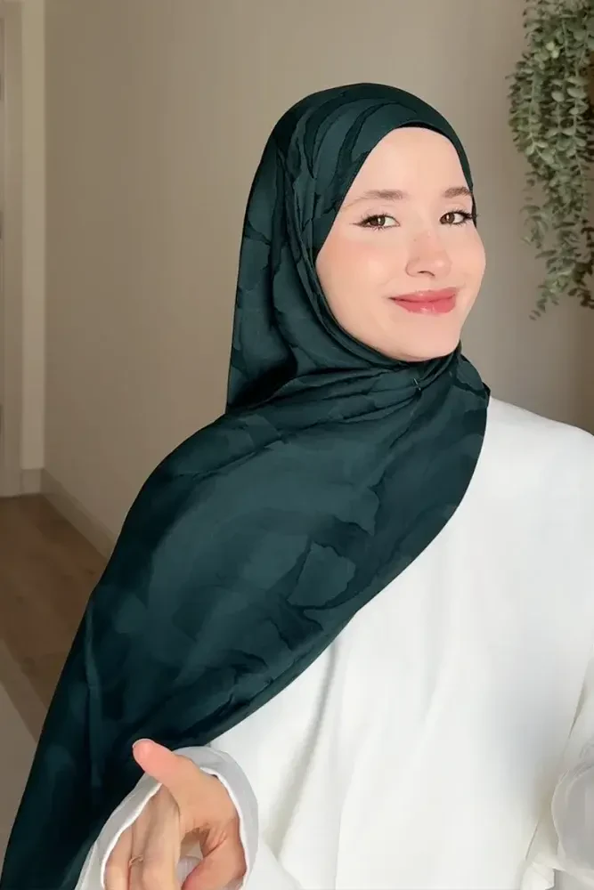 Naiya Jakar Şal Wave Desen - Zümrüt Yeşili - 1