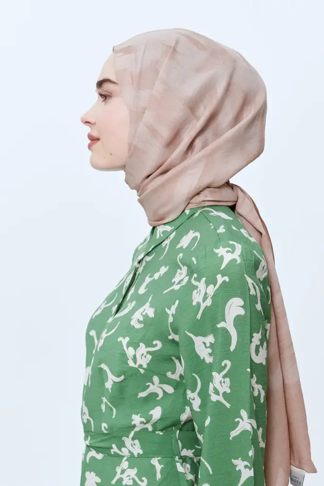 Organic Jacquard Hijab Brush Pattern - Beige - 2