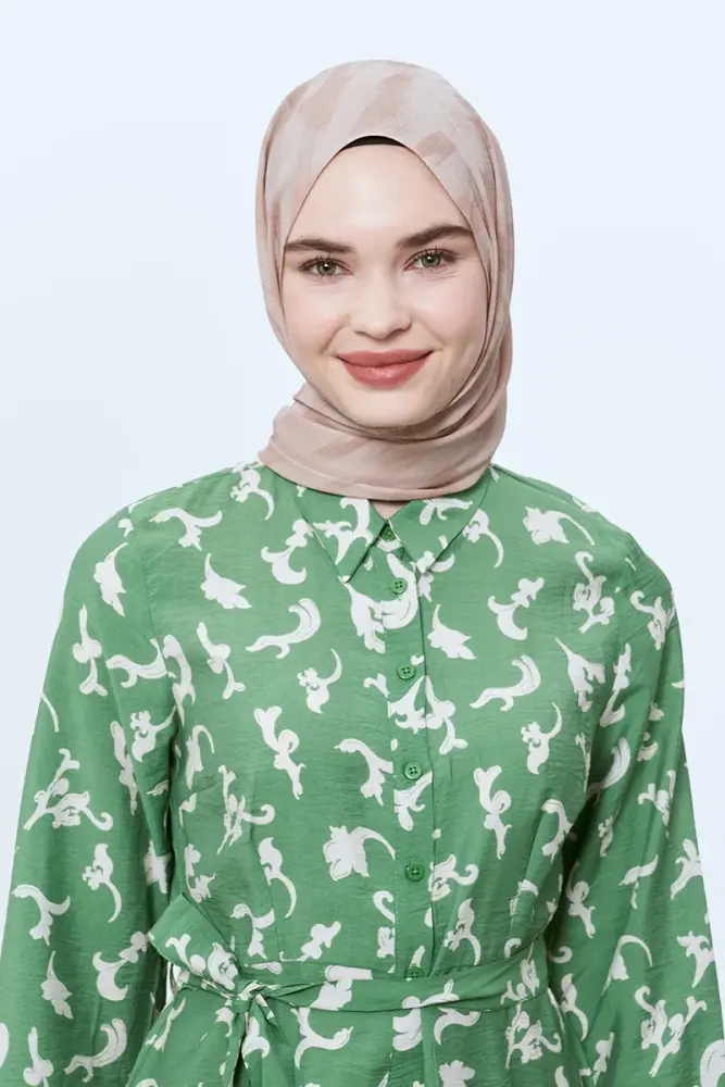 Organic Jacquard Hijab Brush Pattern - Beige - 3