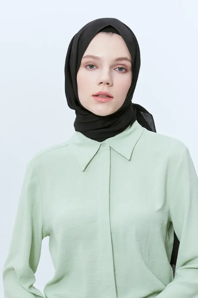 Organic Jacquard Hijab Brush Pattern - Black - 2