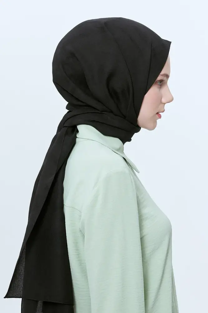 Organic Jacquard Hijab Brush Pattern - Black - 3