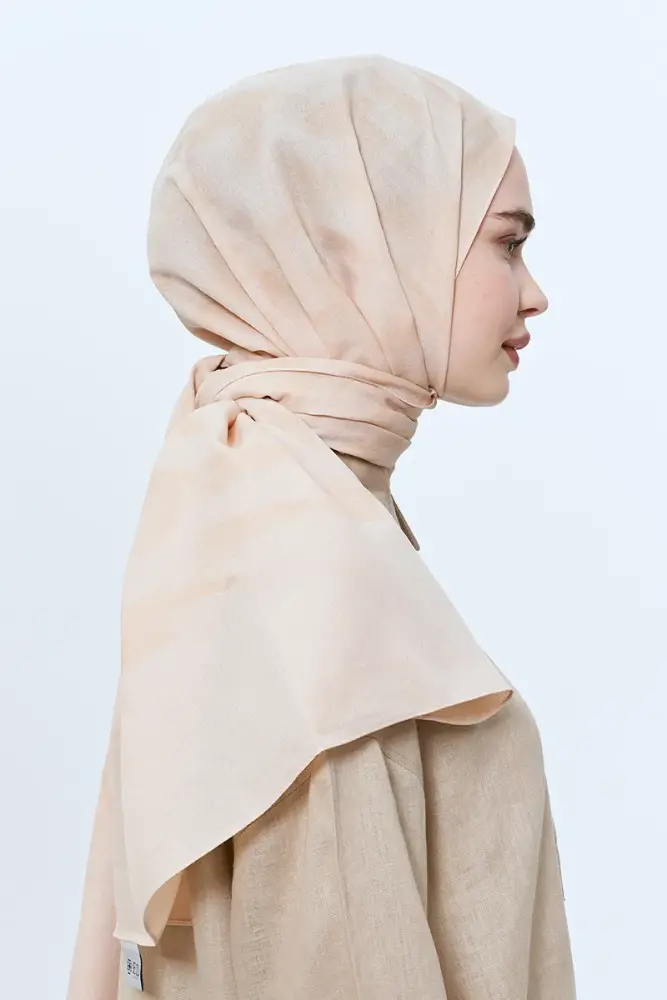 Organic Jacquard Hijab Brush Pattern - Cream - 2