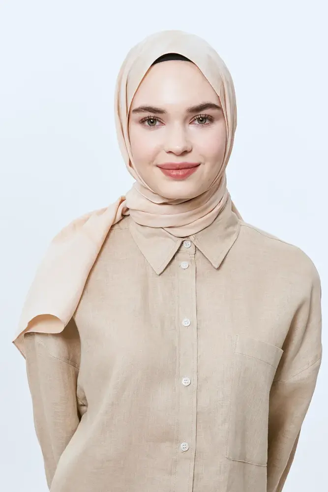 Organic Jacquard Hijab Brush Pattern - Cream - 1