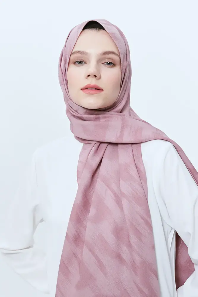 Organic Jacquard Hijab Brush Pattern - Lilac - 2