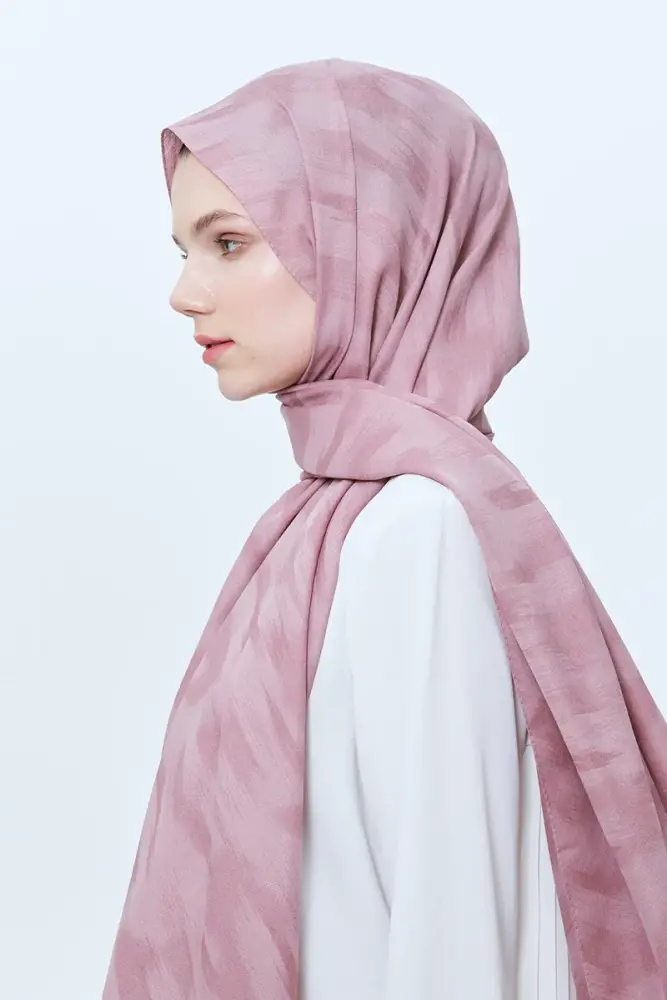 Organic Jacquard Hijab Brush Pattern - Lilac - 3