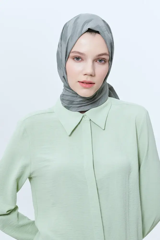 Organic Jacquard Hijab Brush Pattern - Mint - 3