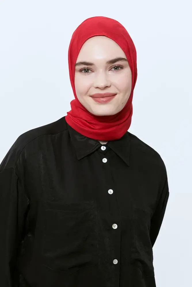 Organic Jacquard Hijab Brush Pattern - Red - 2