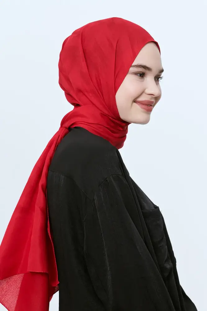 Organic Jacquard Hijab Brush Pattern - Red - 3