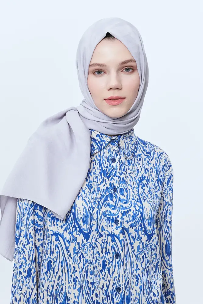 Organic Jacquard Hijab Brush Pattern - Silver - 1