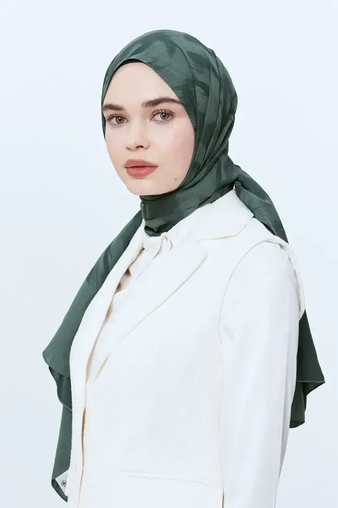 Duygu Goncu Organik Jakar Şal Fırça Desen - Yeşil - 3