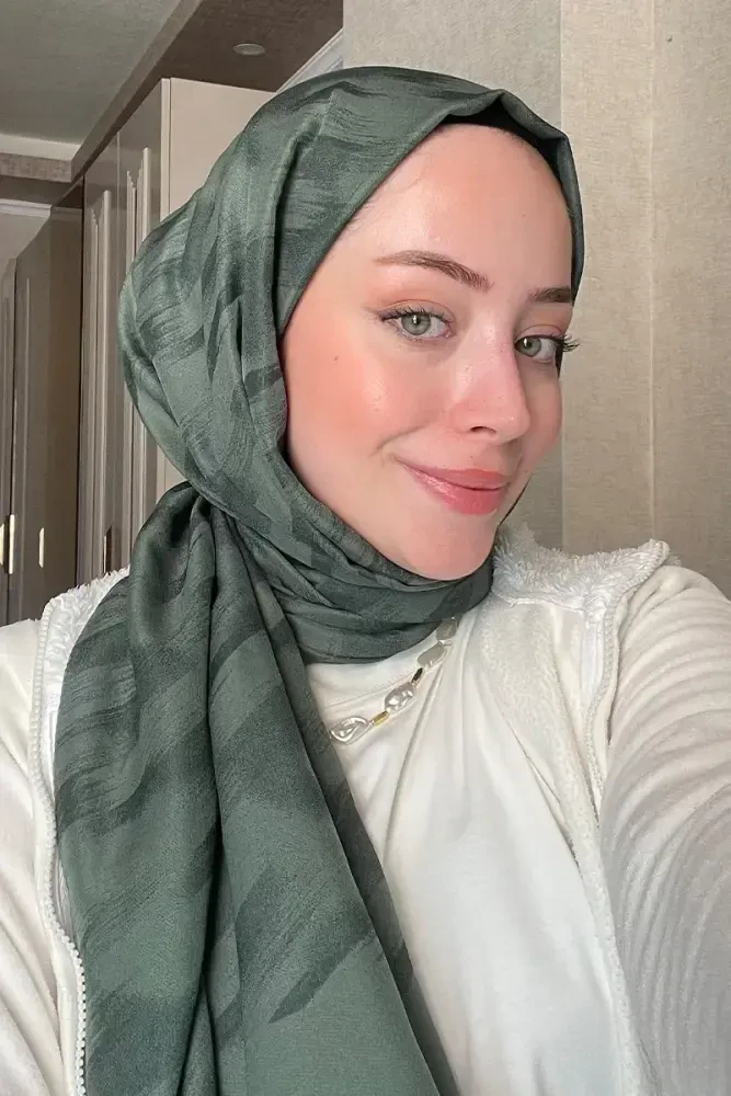 Duygu Goncu Organik Jakar Şal Fırça Desen - Yeşil - 1