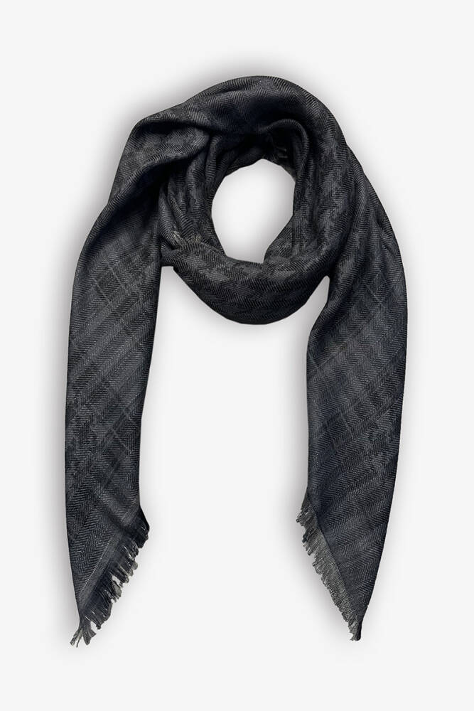 Pamuklu Unisex Günlük Puşi Kare Kazayağı Kefiye Poşu - Antrasit - 2