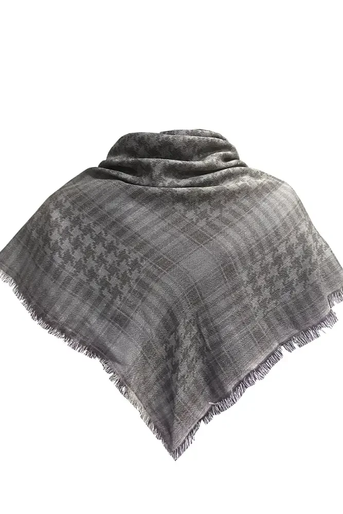 Pamuklu Unisex Günlük Puşi Kare Kazayağı Kefiye Poşu - Antrasit - 1