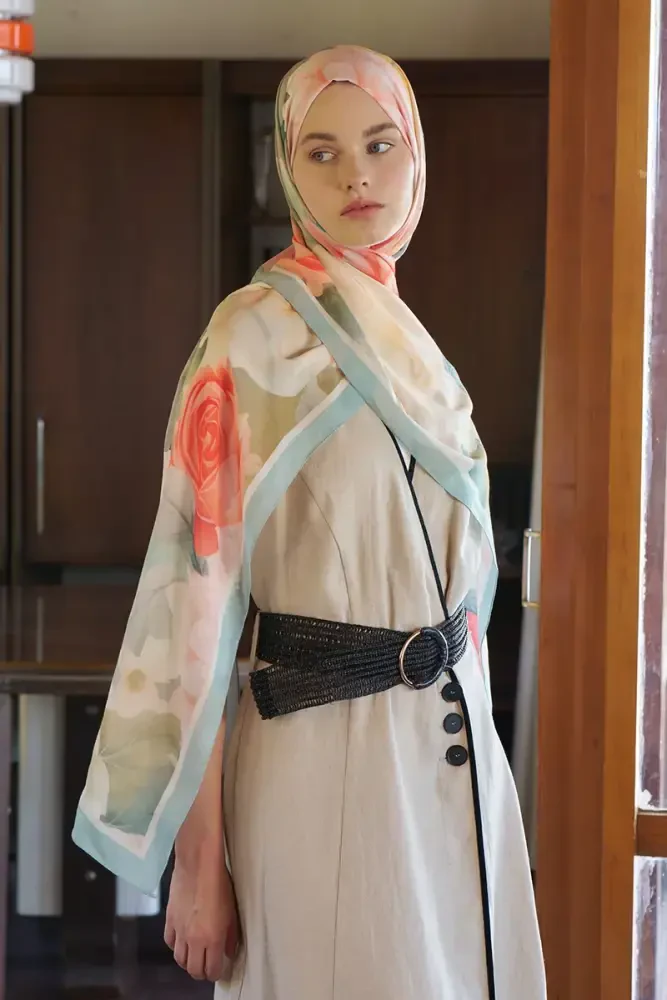 Passionate Floret Desen Şal - Mint - MADAME POLO