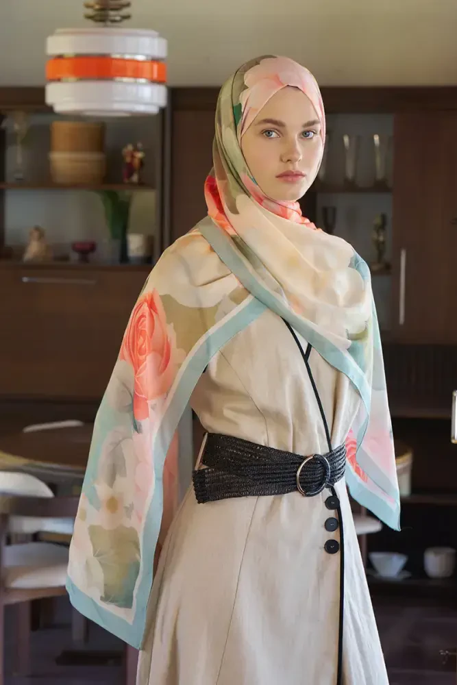 Passionate Floret Desen Şal - Mint - MADAME POLO