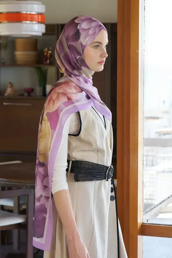 Passionate Floret Desen Şal - Mor - 4