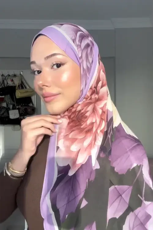 Passionate Floret Desen Şal - Mor 