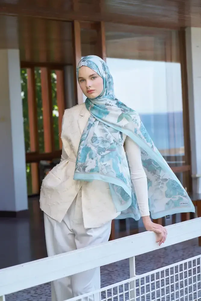 Passionate Lush Desen Şal - Açık Mavi - MADAME POLO