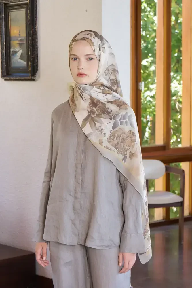 Passionate Lush Desen Şal - Bej - MADAME POLO