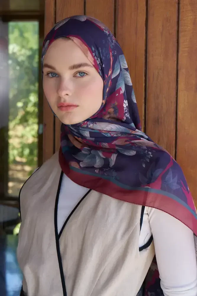 Passionate Lush Desen Şal - Bordo - MADAME POLO