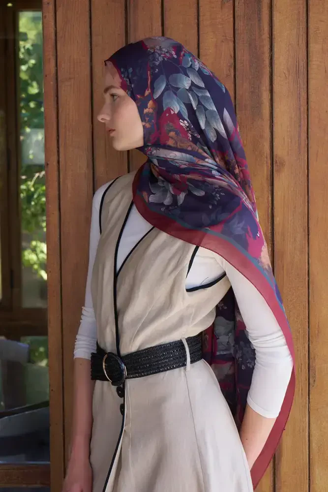 Passionate Lush Desen Şal - Bordo - MADAME POLO