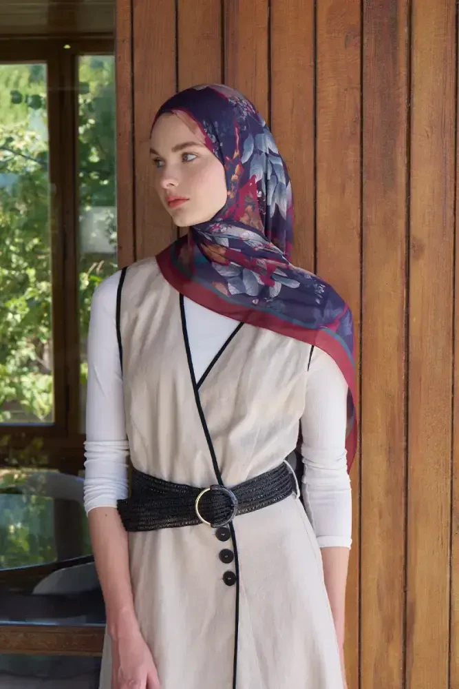 Passionate Lush Desen Şal - Bordo - MADAME POLO