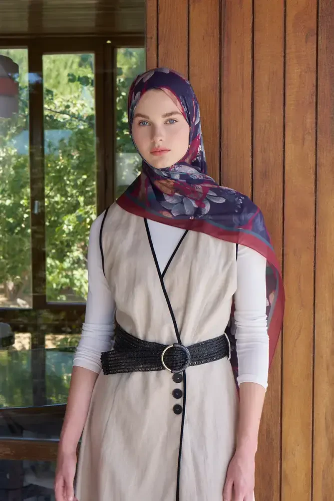 Passionate Lush Desen Şal - Bordo - 4