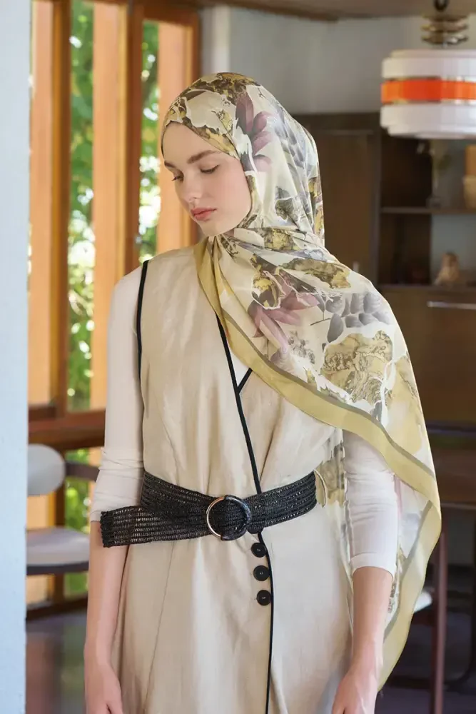 Passionate Lush Desen Şal - Sarı - MADAME POLO