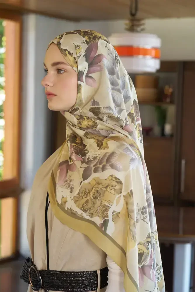 Passionate Lush Desen Şal - Sarı - 4