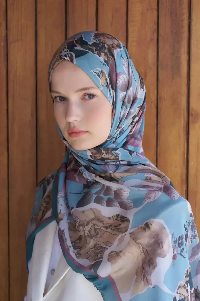 Passionate Lush Desen Şal - Turkuaz - MADAME POLO