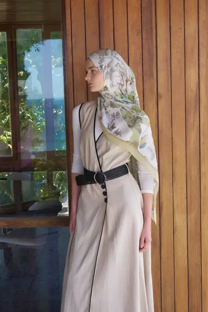 Passionate Lush Desen Şal - Yağ Yeşili - 4