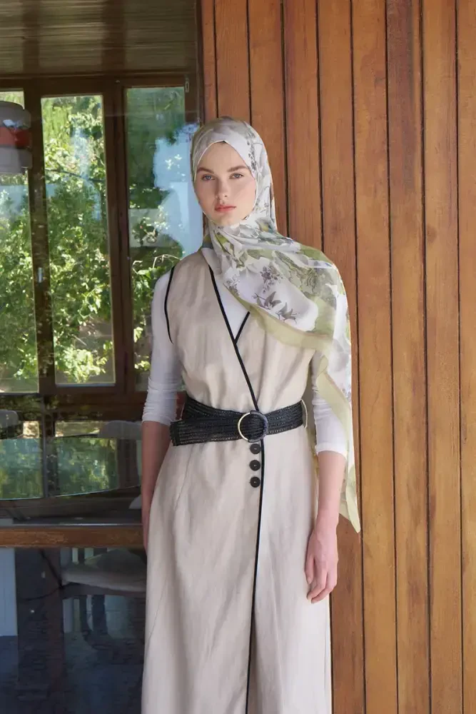 Passionate Lush Desen Şal - Yağ Yeşili - 5